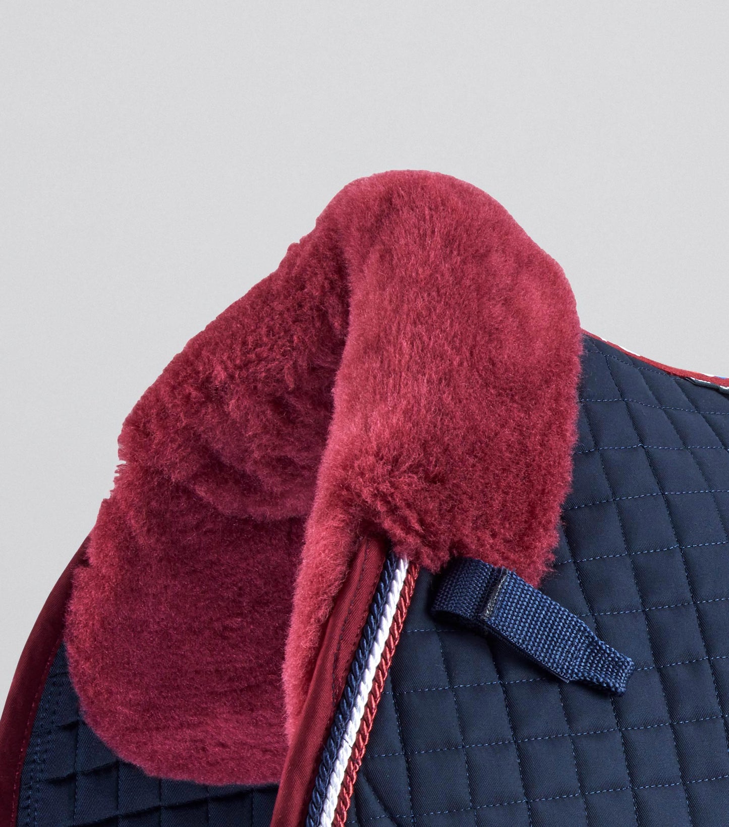 Premier Equine Close Contact Merino Wool European Saddle Pad - GP/Jump Square Navy/Burgundy Wool