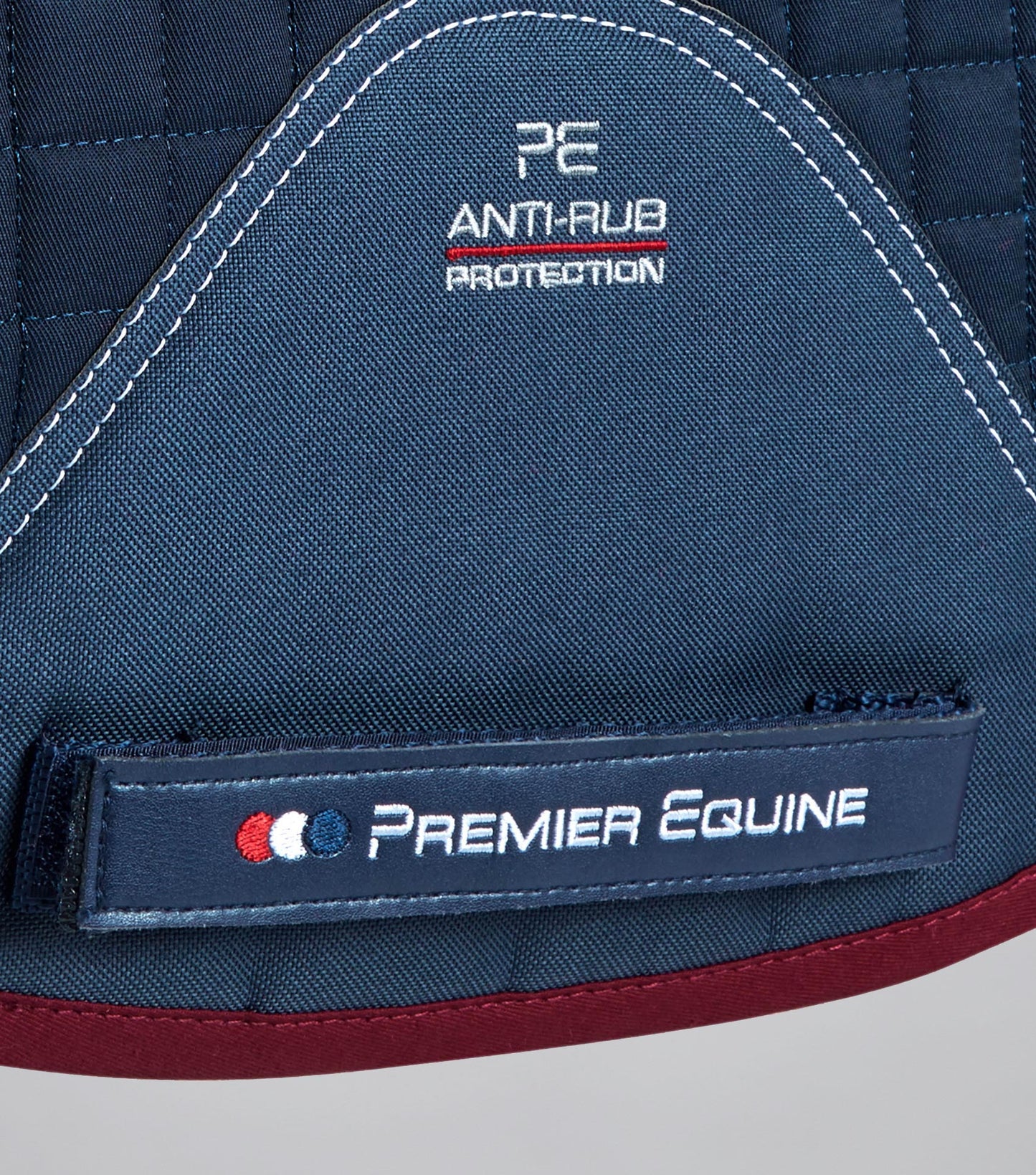 Premier Equine Close Contact Merino Wool European Saddle Pad - GP/Jump Square Navy/Burgundy Wool
