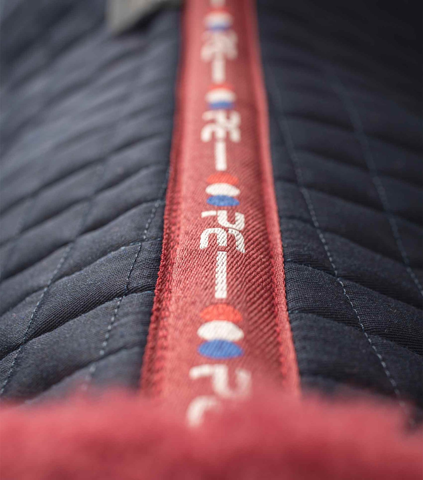 Premier Equine Close Contact Merino Wool European Saddle Pad - GP/Jump Square Navy/Burgundy Wool