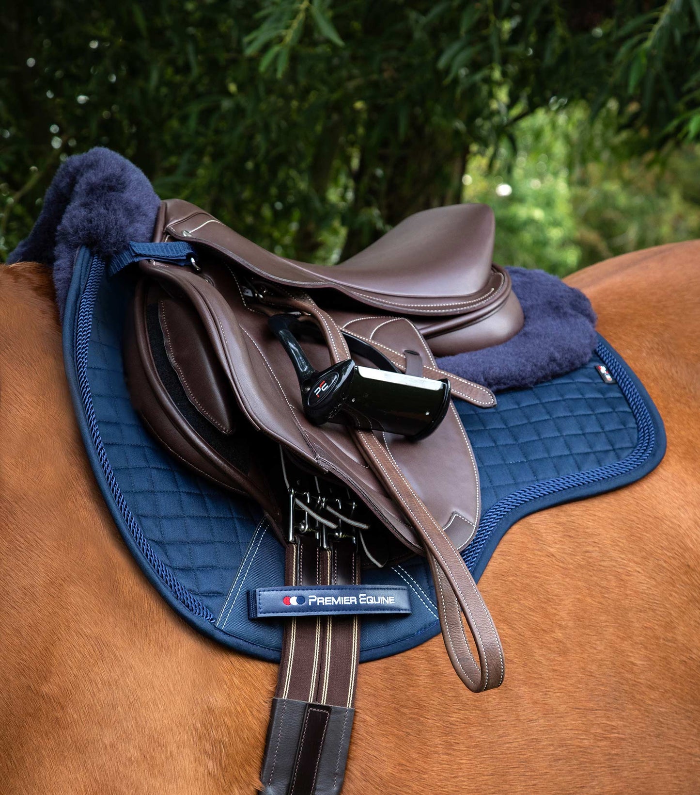 Premier Equine Close Contact Merino Wool European Saddle Pad - GP/Jump Square Navy/Navy Wool