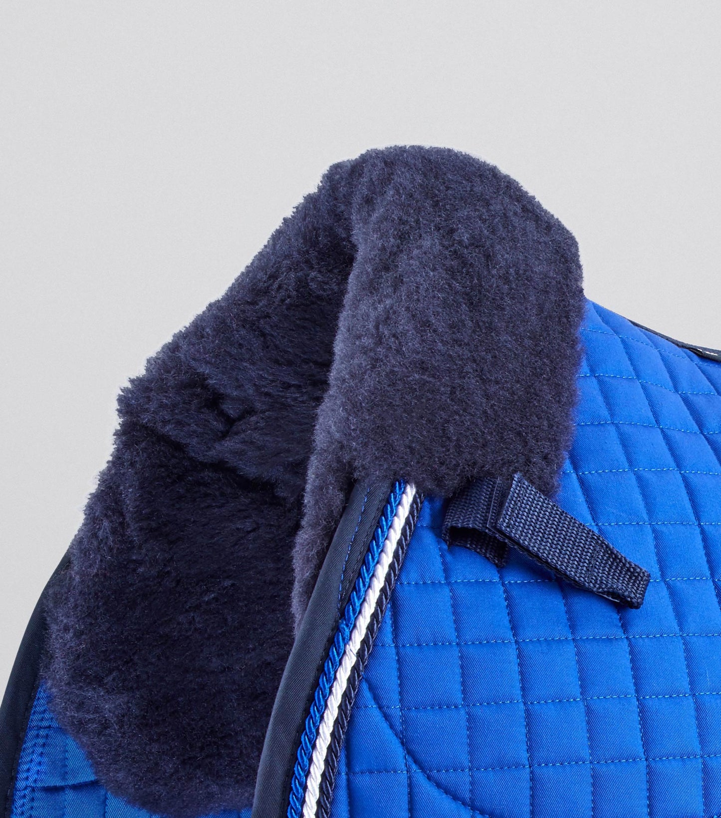 Premier Equine Close Contact Merino Wool European Saddle Pad - GP/Jump Square Royal Blue/Navy Wool