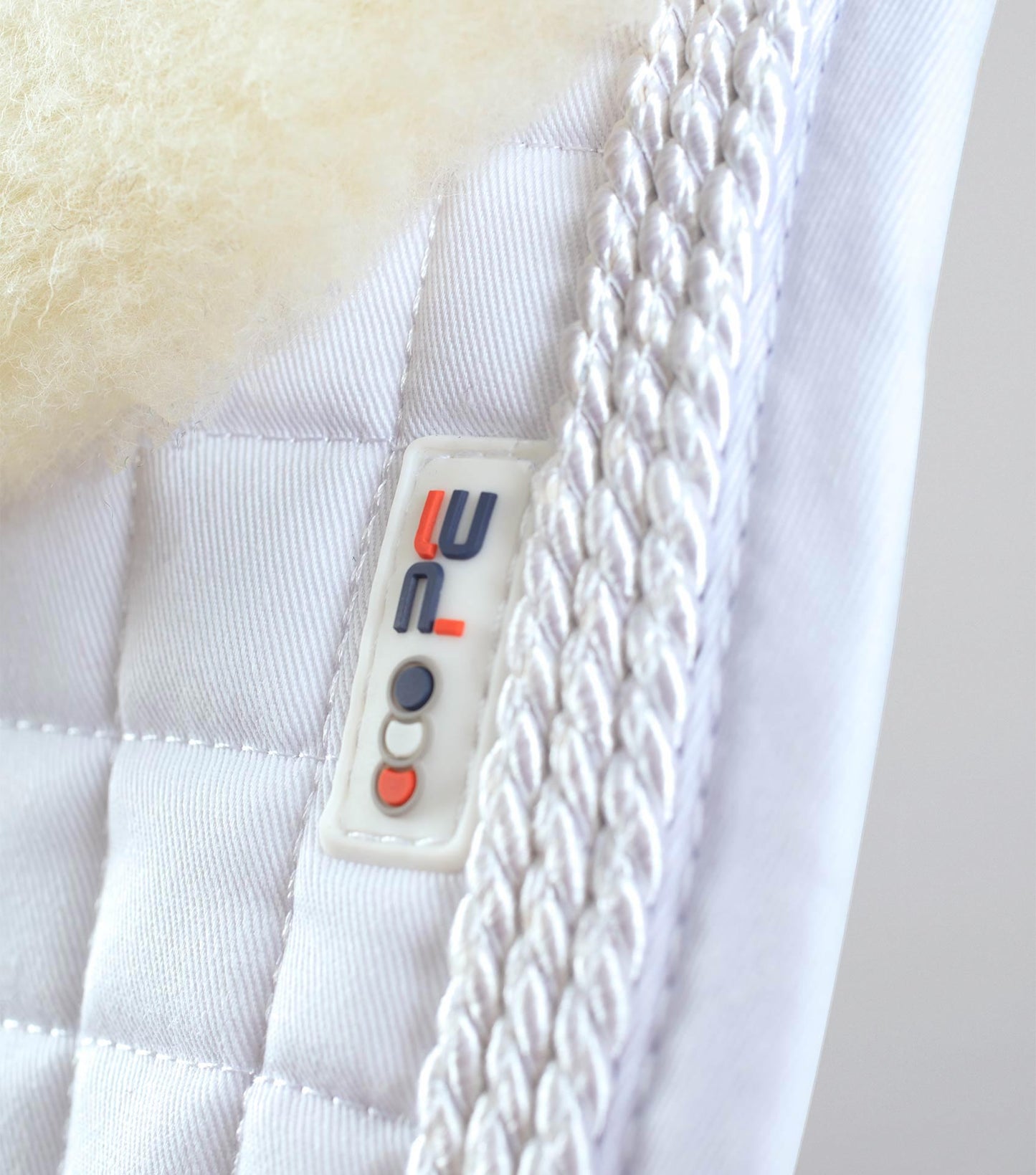 Premier Equine Close Contact Merino Wool European Saddle Pad - GP/Jump Square White/Natural Wool