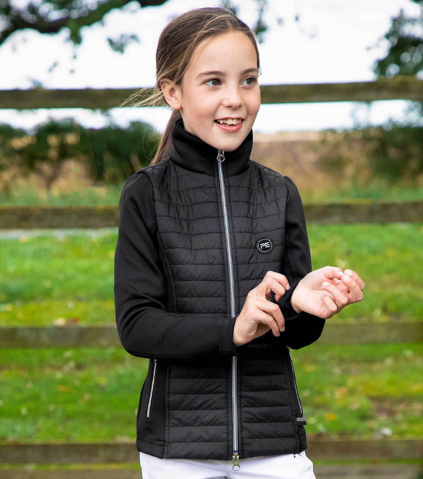 Premier Equine Mini Elena Girl's Hybrid Riding Jacket Black - N P Equestrian & Pet Supplies Ltd