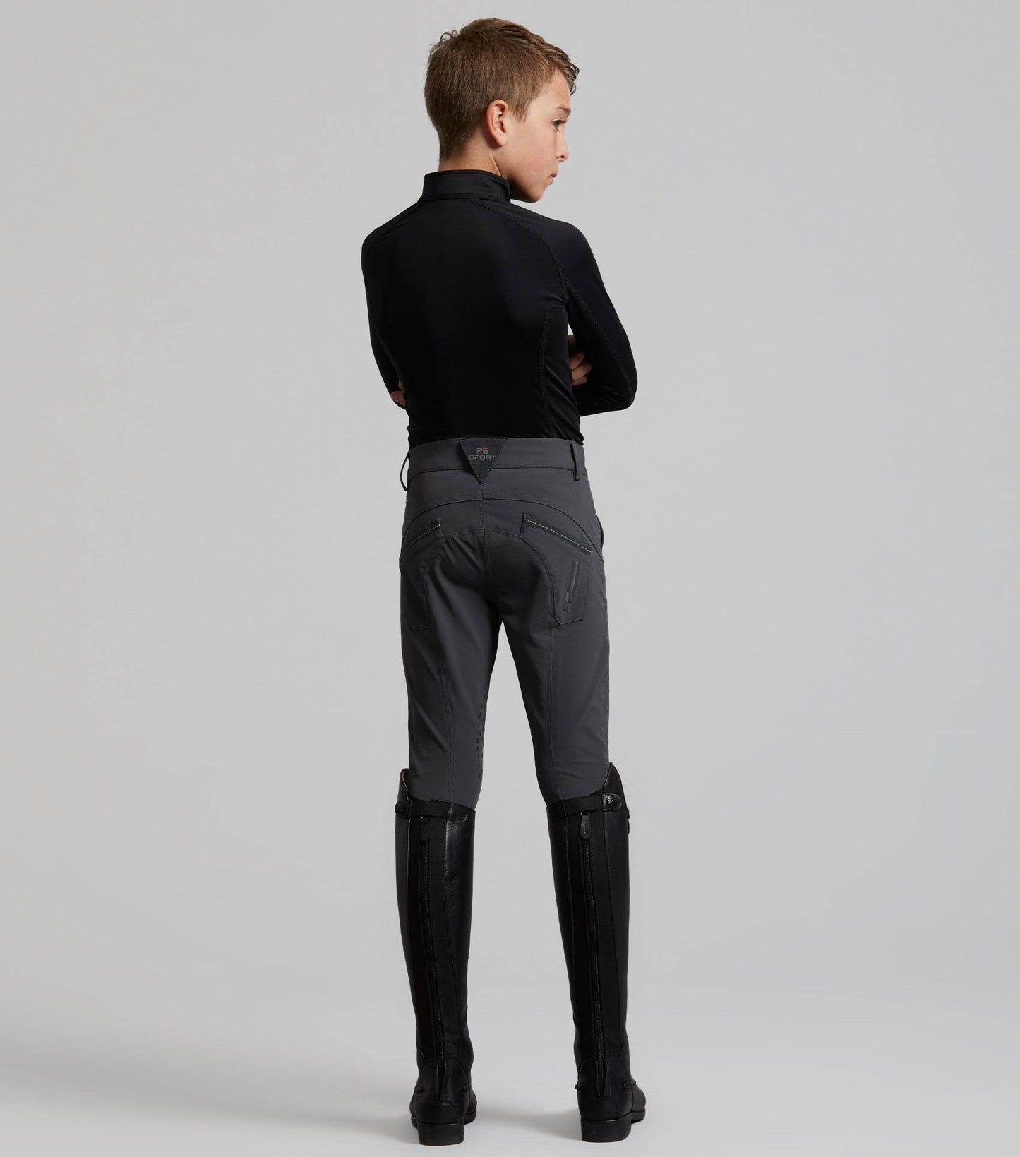 Premier Equine Gando Boys Gel Knee Riding Breeches Grey - N P Equestrian & Pet Supplies Ltd