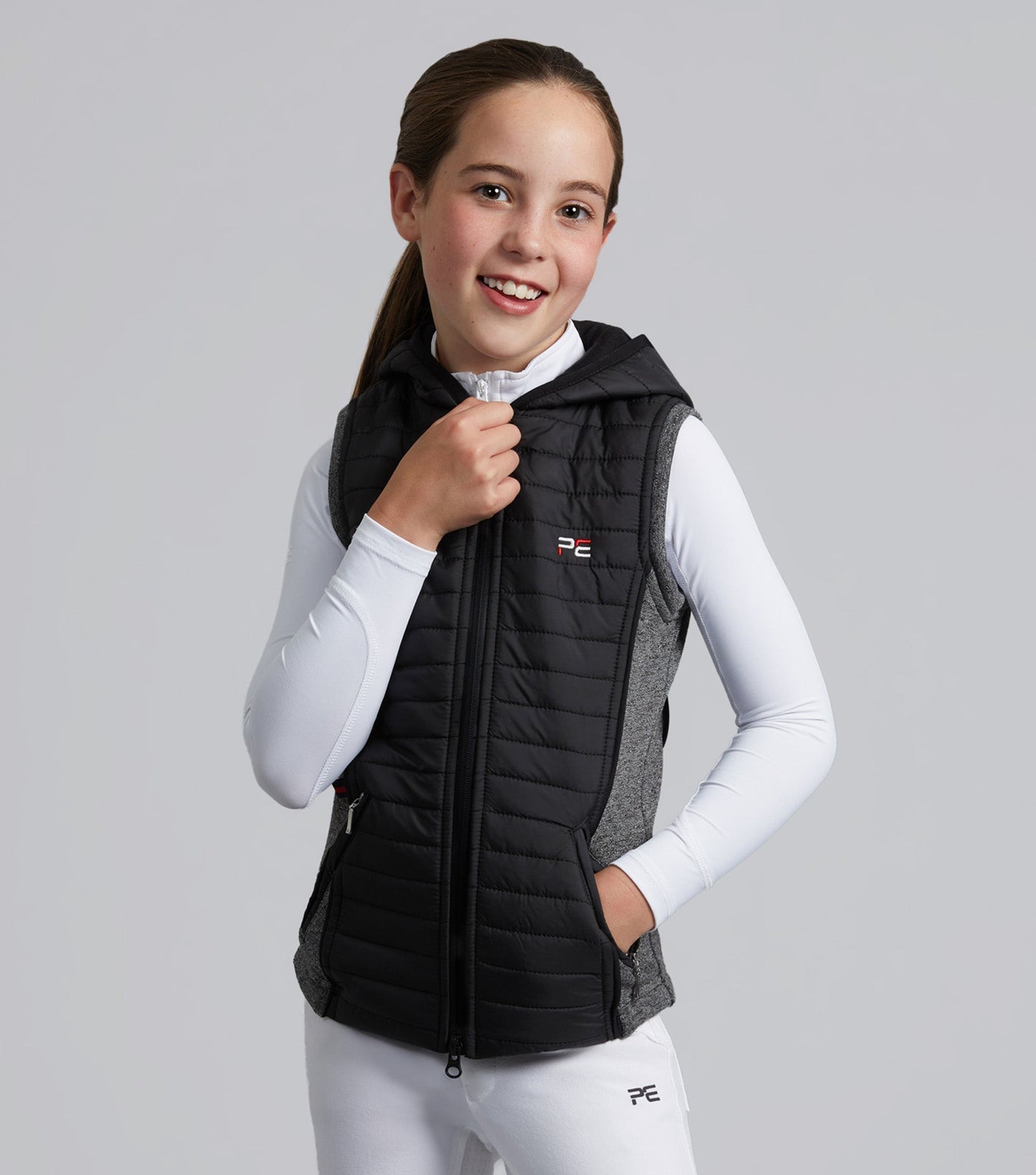 Premier Equine Mini Lamera Girl's Hybrid Riding Gilet Black