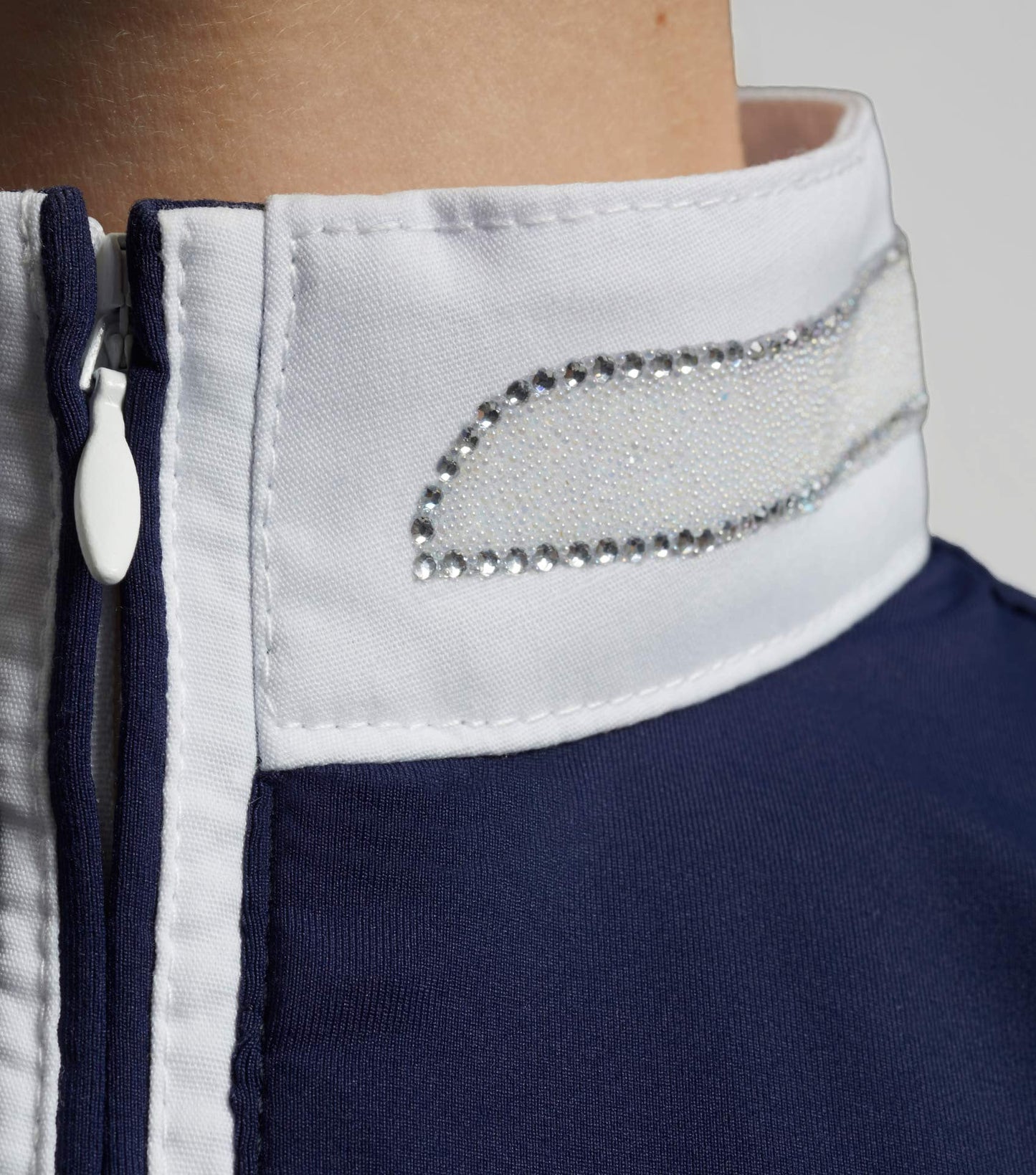 Premier Equine Maria Girls Diamanté Show Shirt Navy