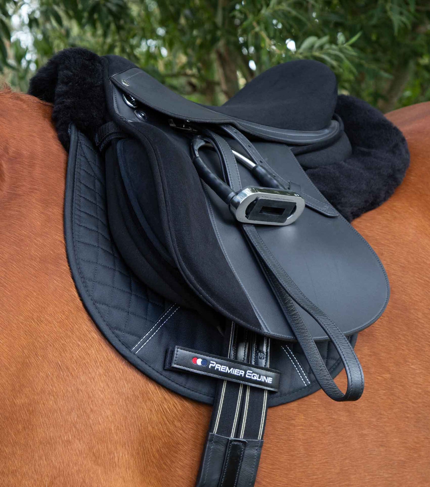 Premier Equine Merino Wool Saddle Pad - GP/Jump Numnah Black/Black Wool