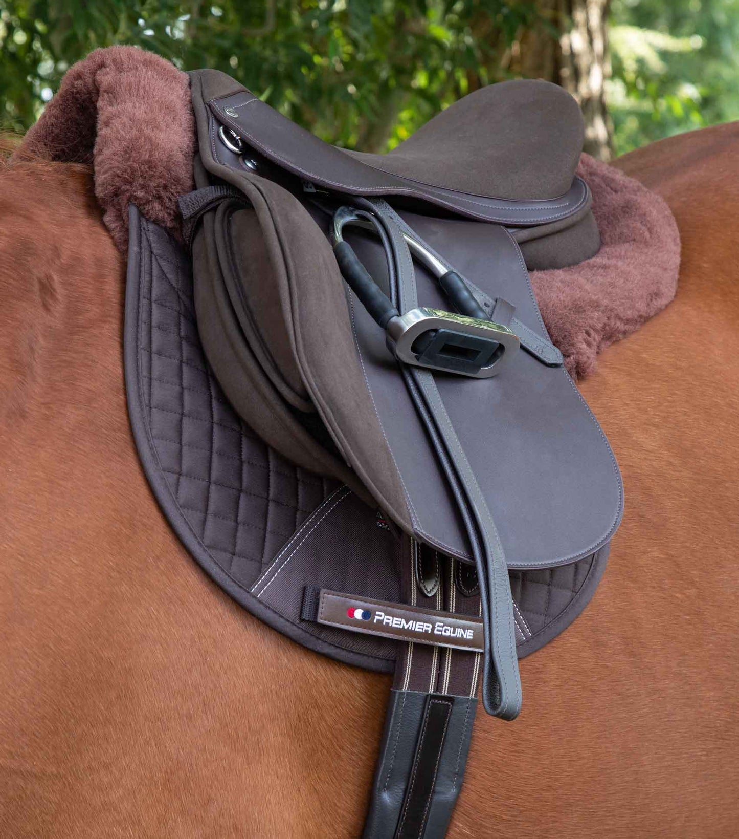 Premier Equine Merino Wool Saddle Pad - GP/Jump Numnah Brown/Brown Wool