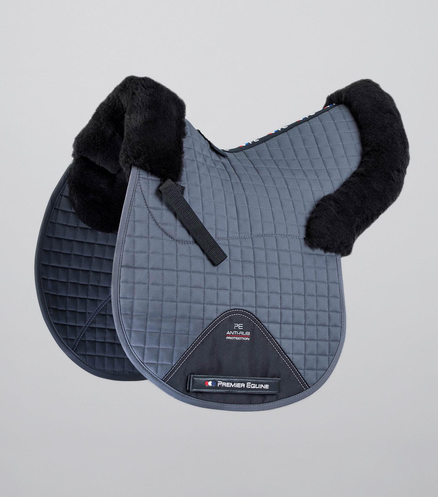 Premier Equine Merino Wool Saddle Pad - GP/Jump Numnah Grey/Black Wool