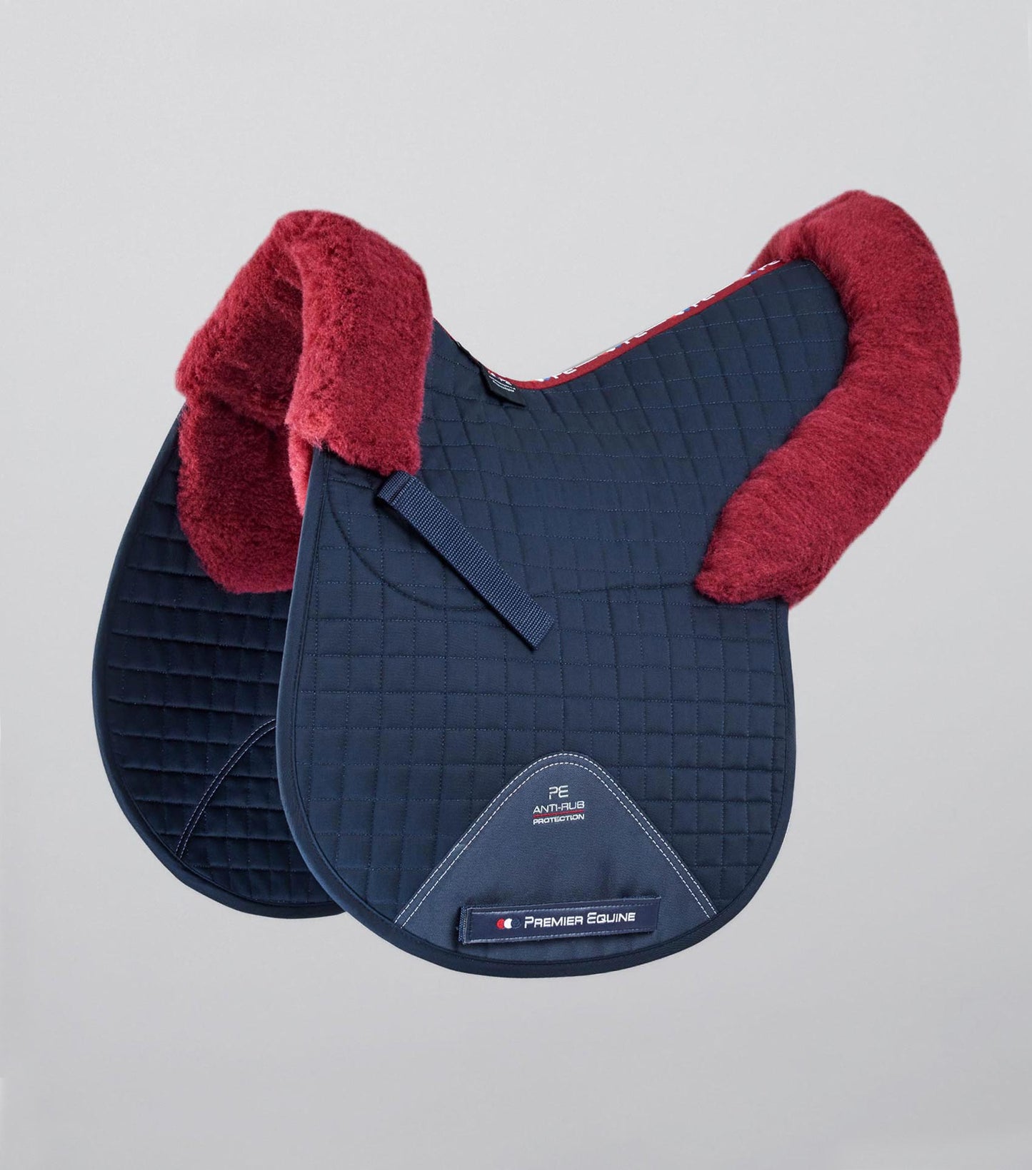 Premier Equine Merino Wool Saddle Pad - GP/Jump Numnah Navy/Burgundy Wool