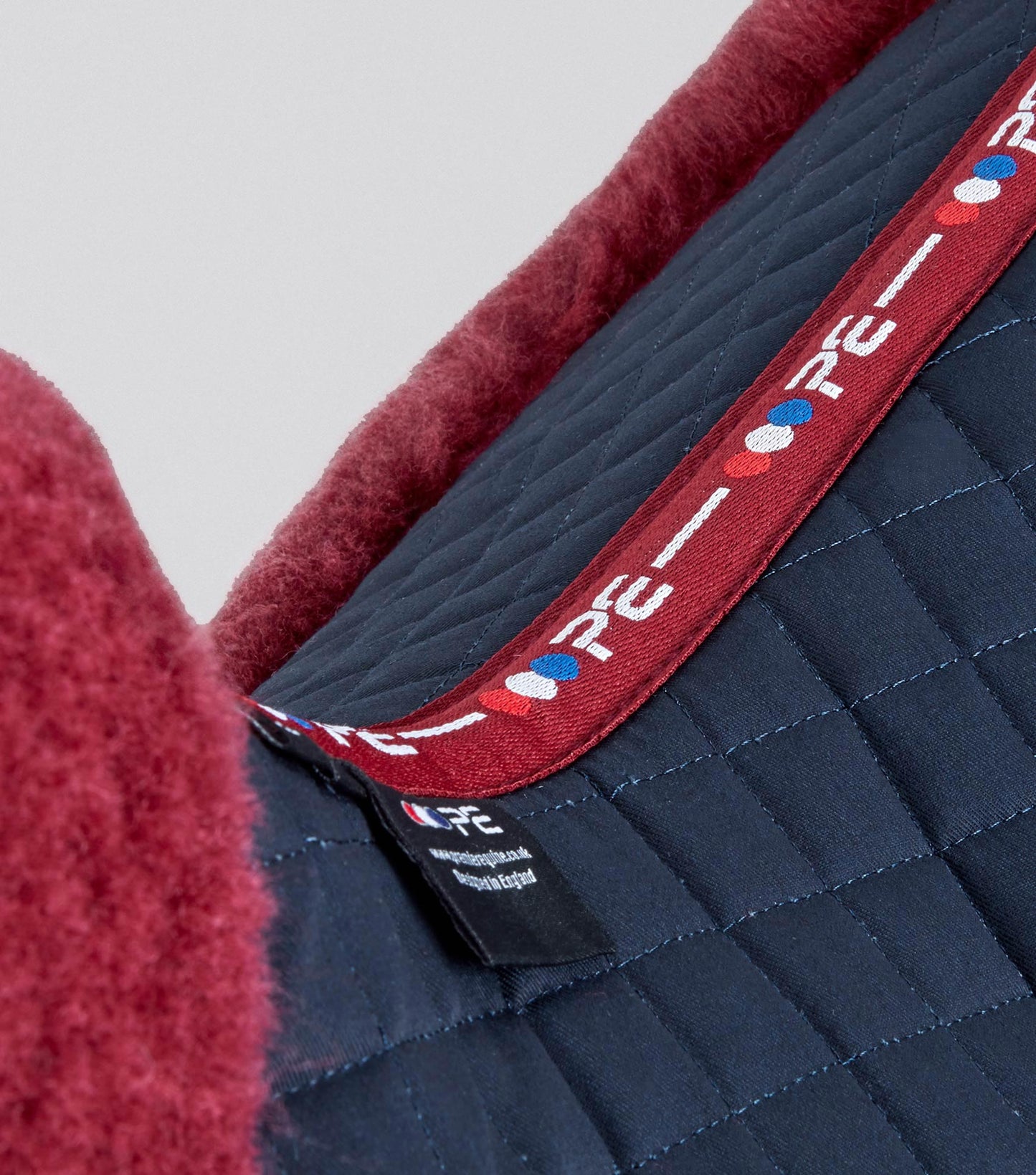 Premier Equine Merino Wool Saddle Pad - GP/Jump Numnah Navy/Burgundy Wool