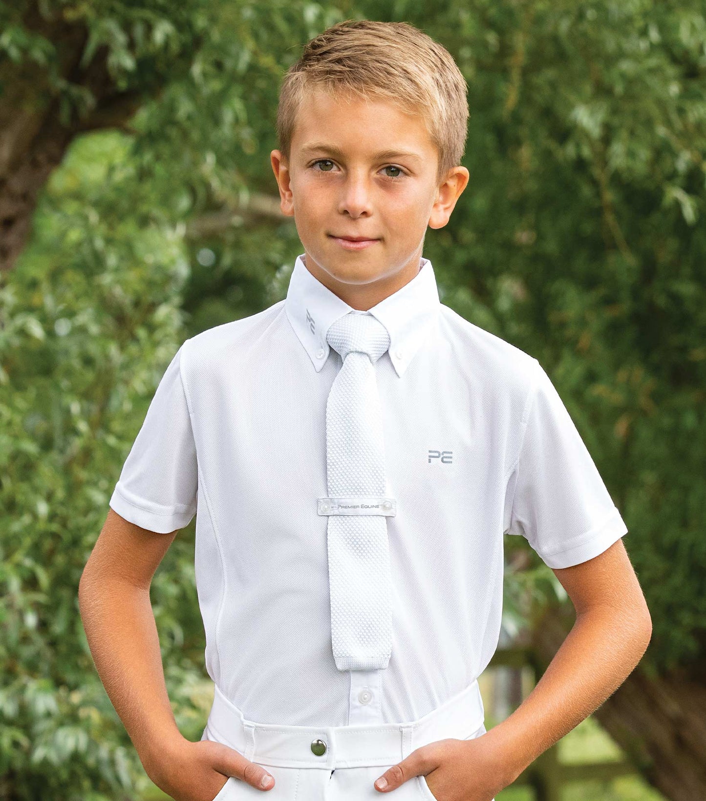 Premier Equine Mini Antonio Boy's Short Sleeve Show Shirt White