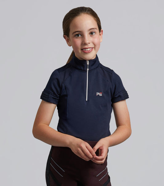Premier Equine Mini Remisa Girl's Technical Short Sleeve Riding Top Navy