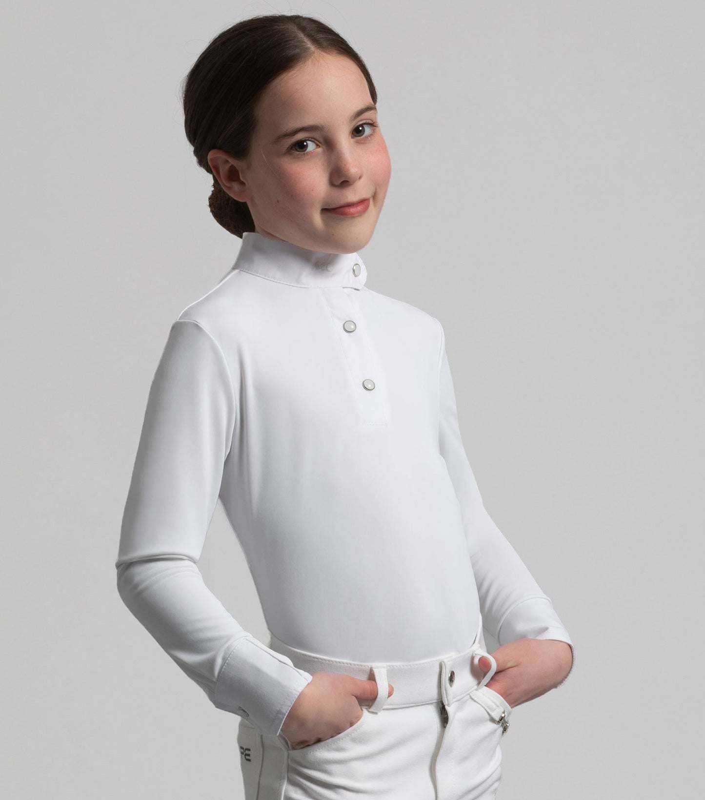 Premier Equine Rossini Girls Lycra Show Shirt White