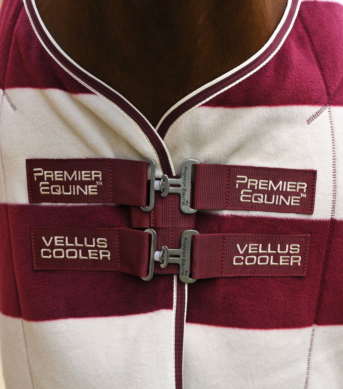 Premier Equine Vellus Horse Fleece Rug Burgundy/White
