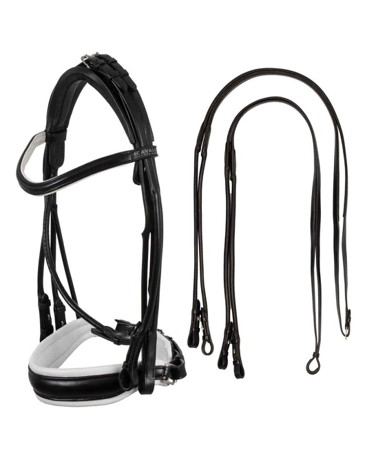 Acavallo Parnaso Double Bridle with Reins - Black/White