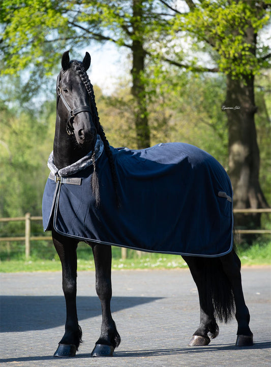 Bucas Show-Line 400g Fleece Rug - Navy/Grey