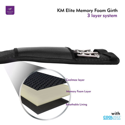 KM Elite Memory Foam Dressage Girth - Black