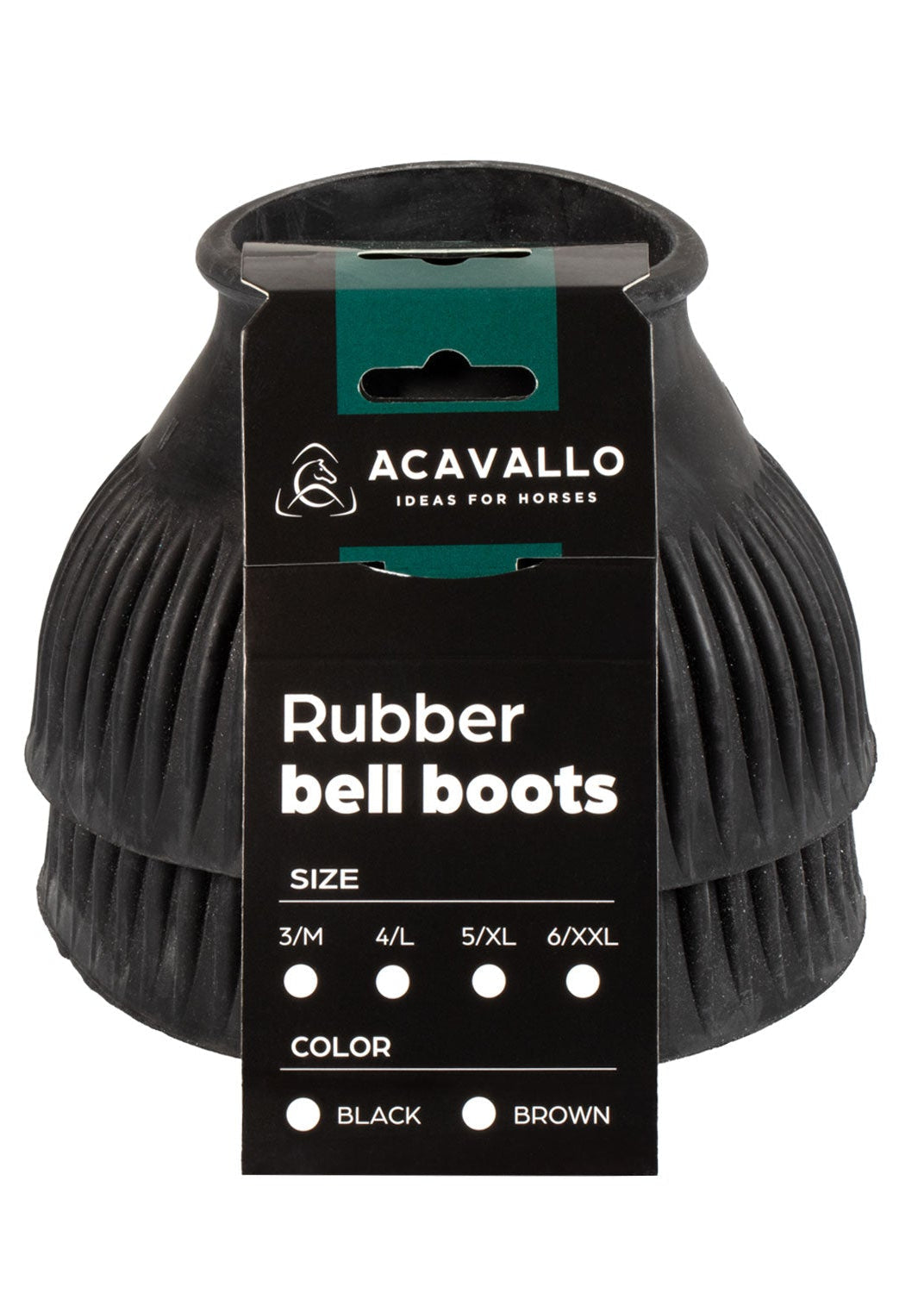 Acavallo Rubber Bell Boots With Logo (Sold In Pairs) - Black