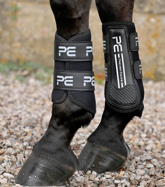 Premier Equine Air Velox Single Locking Brushing Boots Black - N P Equestrian & Pet Supplies Ltd 