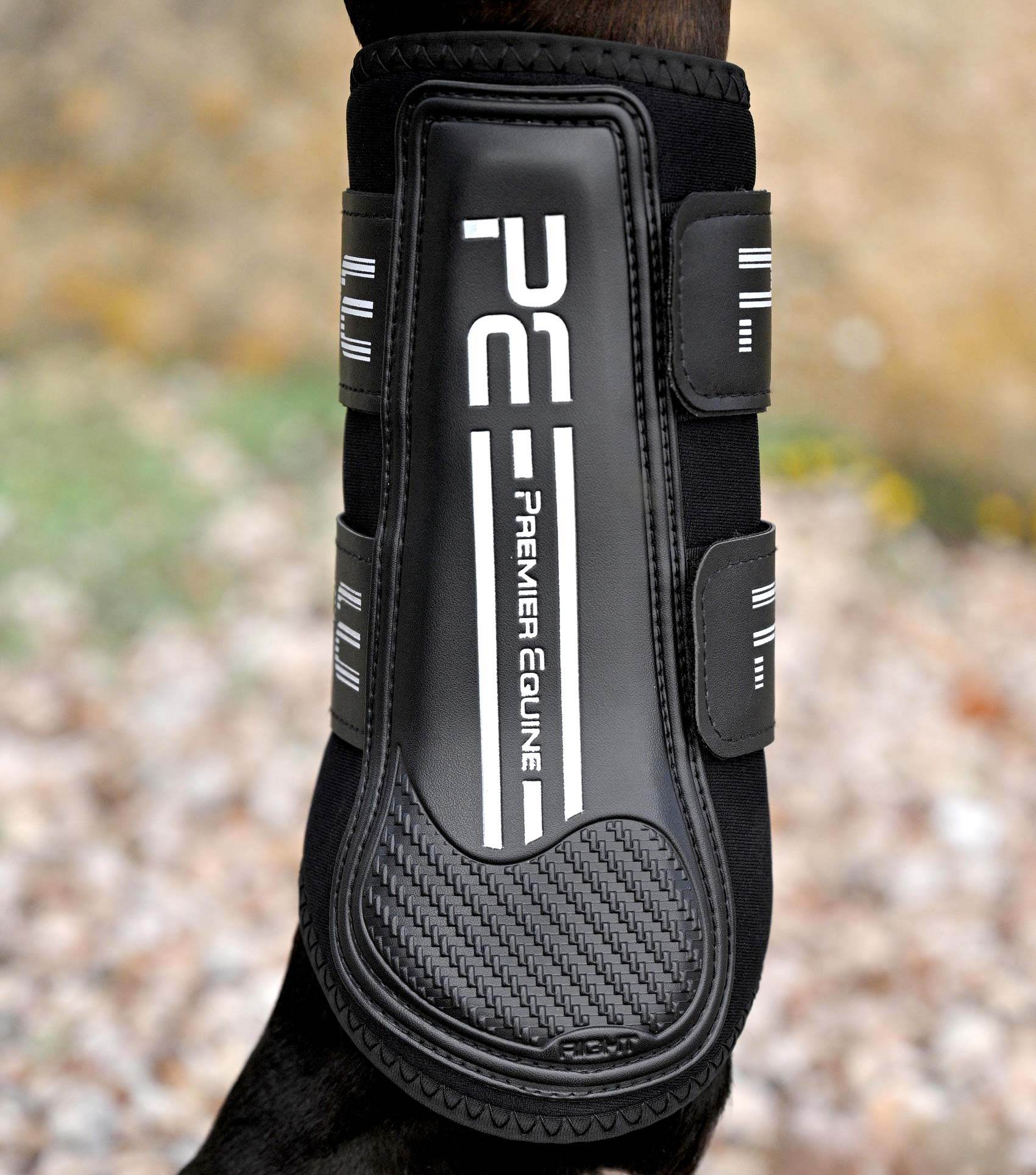 Premier Equine Air Velox Single Locking Brushing Boots Black - N P Equestrian & Pet Supplies Ltd 