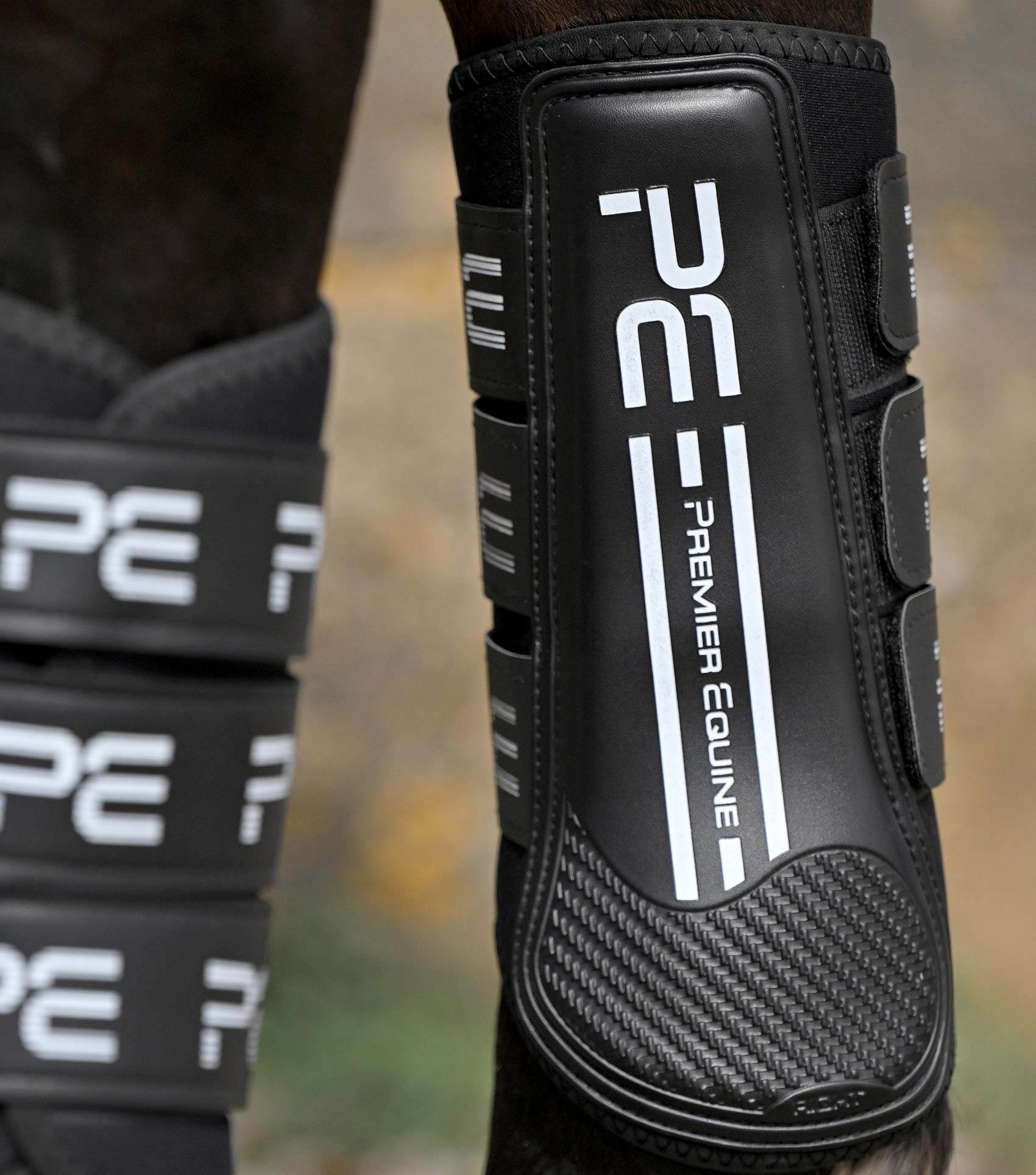Premier Equine Air Velox Single Locking Brushing Boots Black - N P Equestrian & Pet Supplies Ltd 