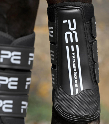 Premier Equine Air Velox Single Locking Brushing Boots Black - N P Equestrian & Pet Supplies Ltd 