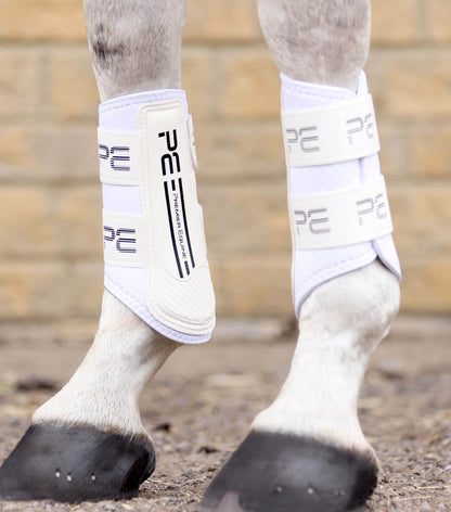 Premier Equine Air Velox Single Locking Brushing Boots White - N P Equestrian & Pet Supplies Ltd 
