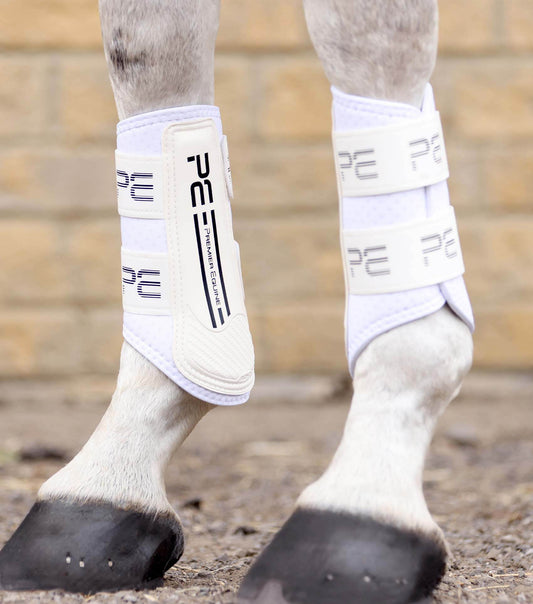 Premier Equine Air Velox Single Locking Brushing Boots White - N P Equestrian & Pet Supplies Ltd 
