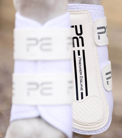 Premier Equine Air Velox Single Locking Brushing Boots White - N P Equestrian & Pet Supplies Ltd 