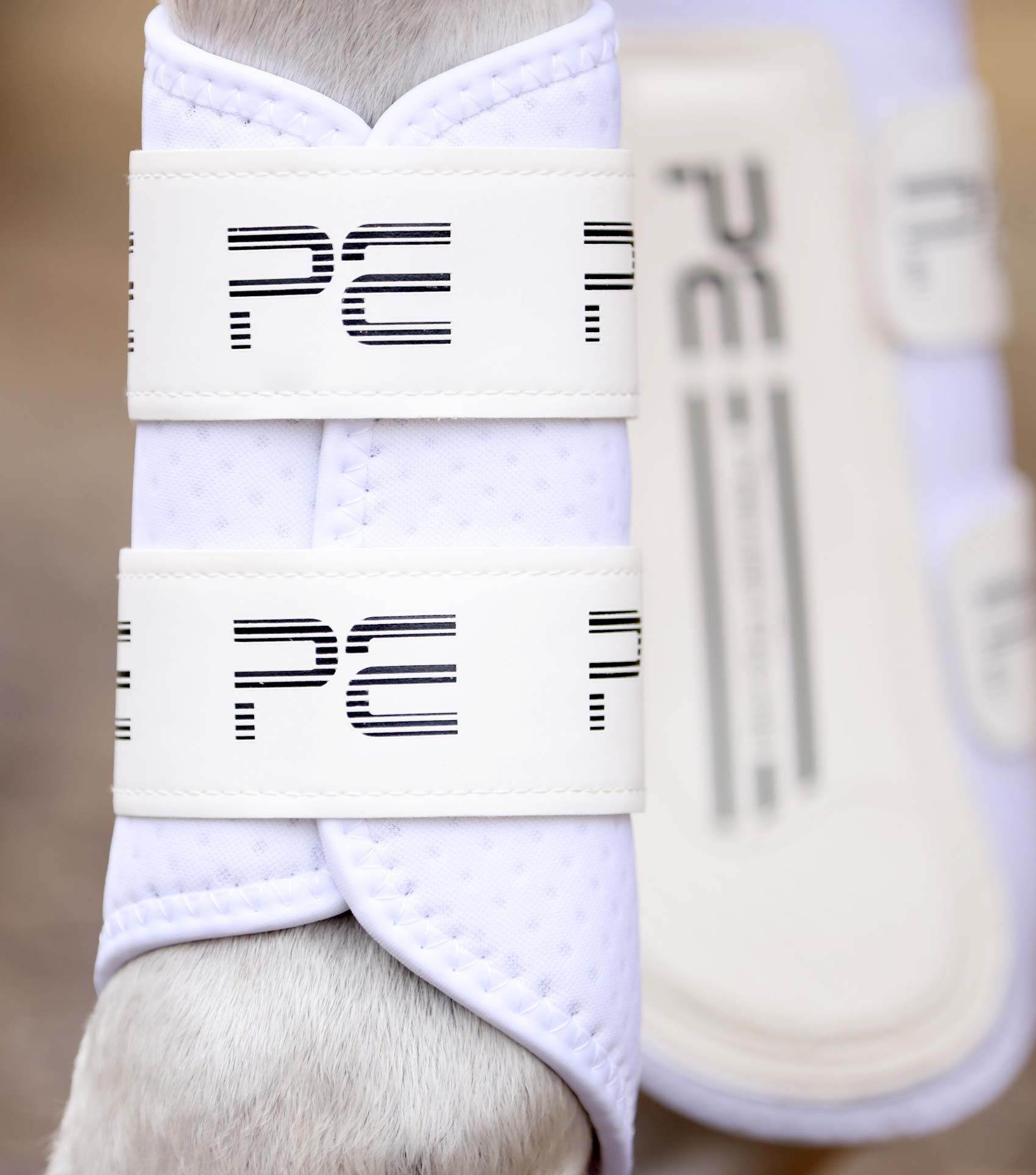 Premier Equine Air Velox Single Locking Brushing Boots White - N P Equestrian & Pet Supplies Ltd 