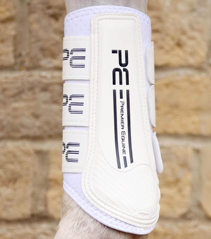 Premier Equine Air Velox Single Locking Brushing Boots White - N P Equestrian & Pet Supplies Ltd 