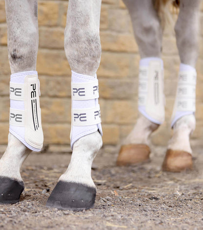 Premier Equine Air Velox Single Locking Brushing Boots White - N P Equestrian & Pet Supplies Ltd 