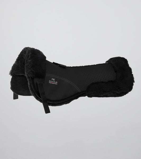 Premier Equine Airtechnology Shockproof Wool Saddle Pad - Half Pad Black/Black Wool