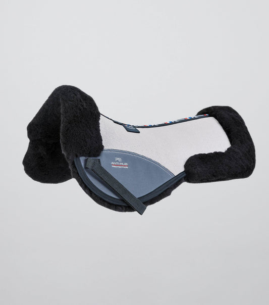 Premier Equine Airtechnology Shockproof Wool Saddle Pad - Half Pad Grey/Black Wool