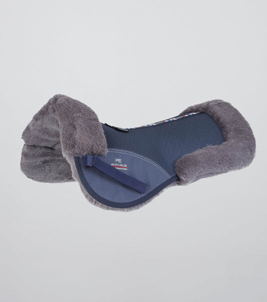 Premier Equine Airtechnology Shockproof Wool Saddle Pad - Half Pad Navy/Grey Wool