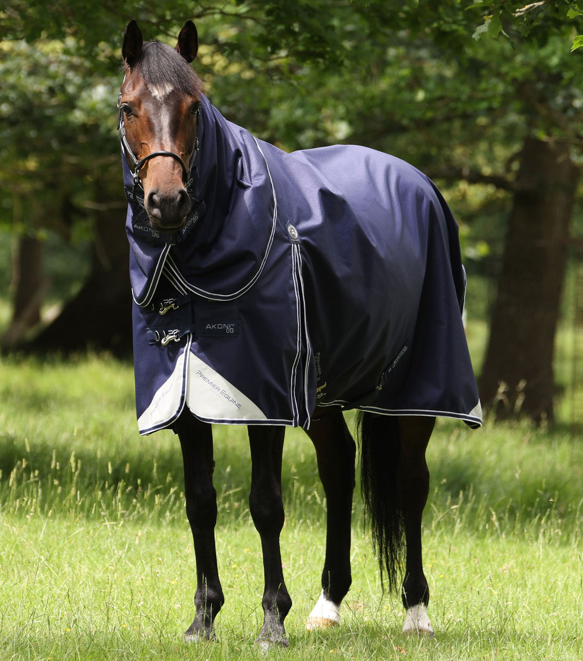 Premier Equine Akoni 0g Turnout Rug with Classic Neck Cover - Navy