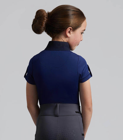 Premier Equine Mini Amia Girl's Technical Short Sleeve Riding Top Navy - N P Equestrian & Pet Supplies Ltd 