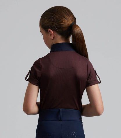 Premier Equine Mini Amia Girl's Technical Short Sleeve Riding Top Wine - N P Equestrian & Pet Supplies Ltd 