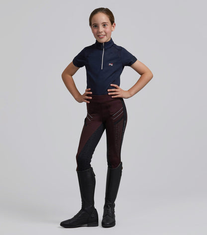 Premier Equine Astrid Girls Full Seat Gel Pull On Riding Tights Wine