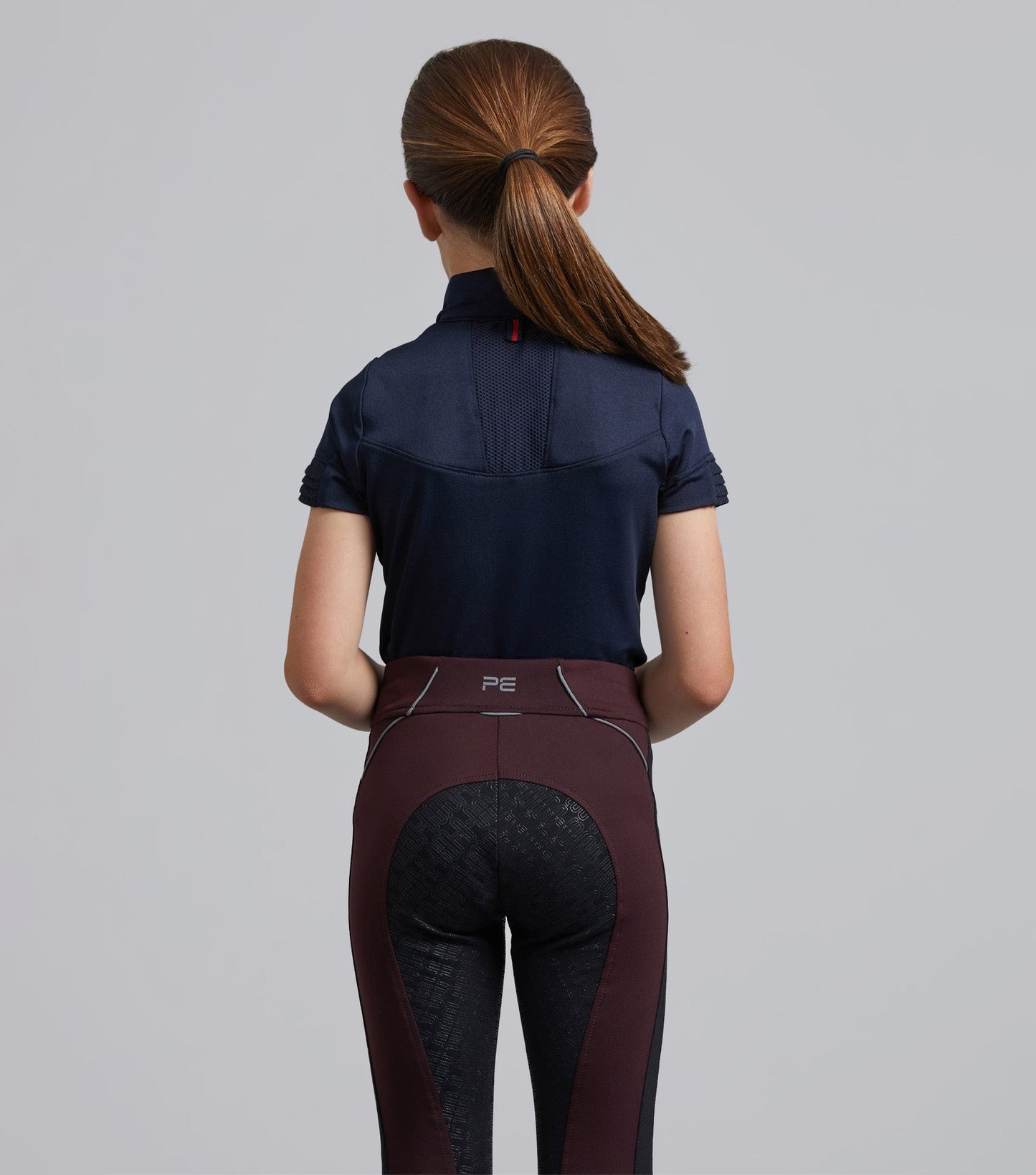 Premier Equine Astrid Girls Full Seat Gel Pull On Riding Tights Wine