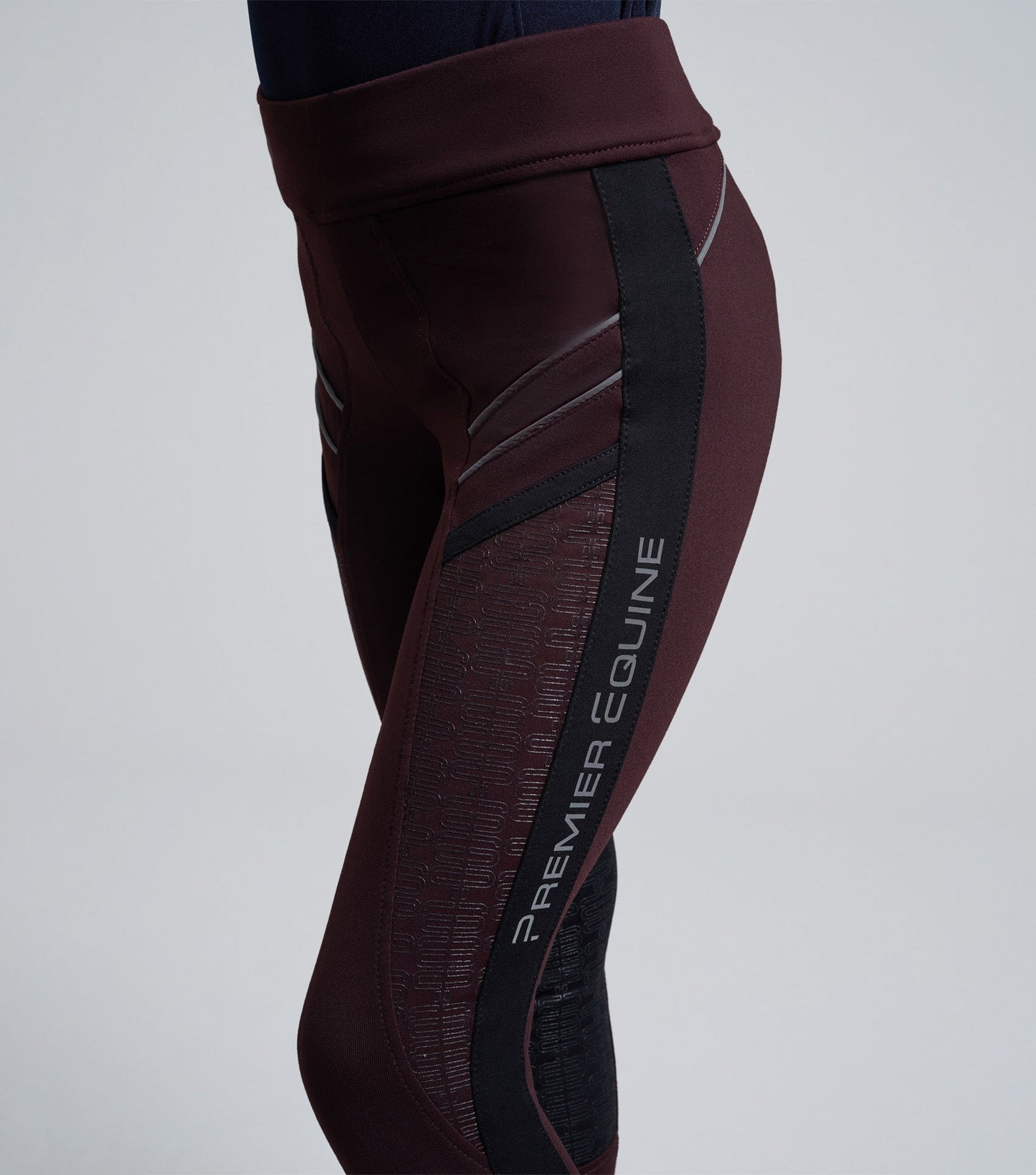 Premier Equine Astrid Girls Full Seat Gel Pull On Riding Tights Wine