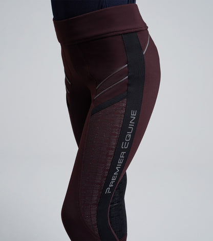 Premier Equine Astrid Girls Full Seat Gel Pull On Riding Tights Wine