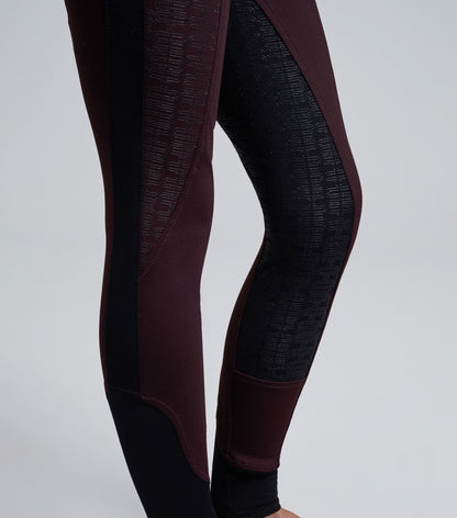 Premier Equine Astrid Girls Full Seat Gel Pull On Riding Tights Wine