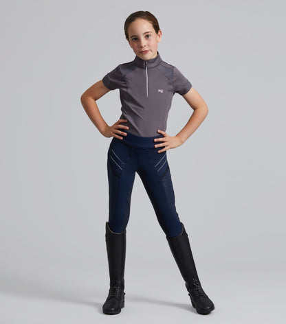 Premier Equine Astrid Girls Full Seat Gel Pull On Riding Tights Navy