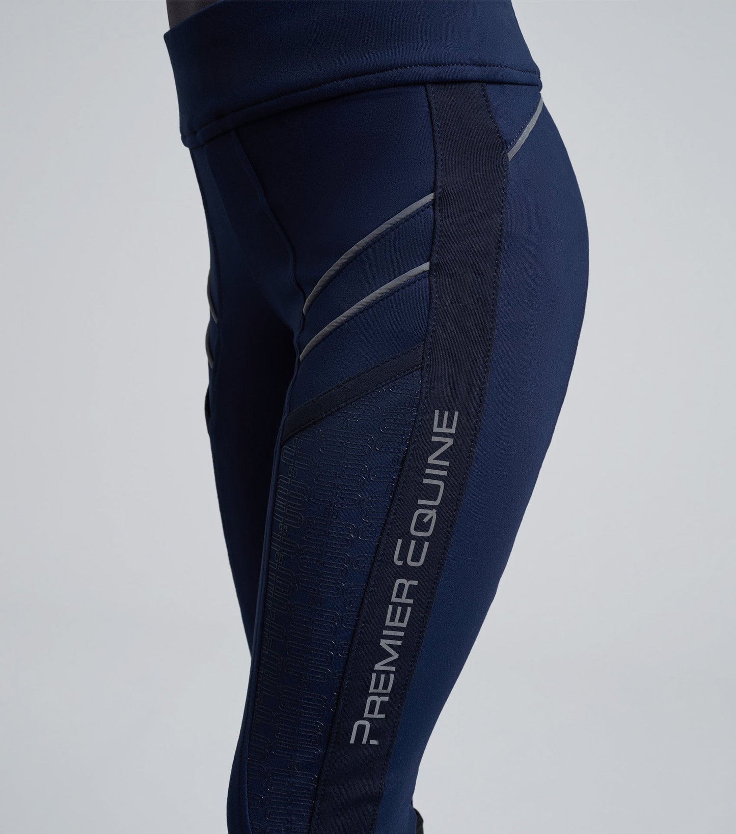 Premier Equine Astrid Girls Full Seat Gel Pull On Riding Tights Navy