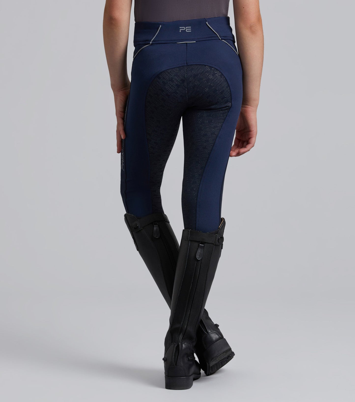 Premier Equine Astrid Girls Full Seat Gel Pull On Riding Tights Navy