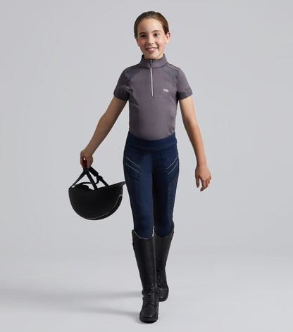 Premier Equine Astrid Girls Full Seat Gel Pull On Riding Tights Navy