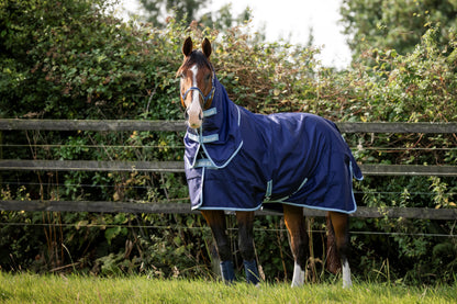 Bucas Atlantic Exclusive Light 0g Turnout Rug with Neck - Navy/Blue