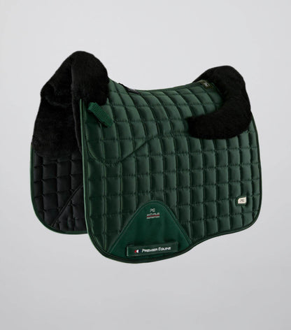 Premier Equine Atlantis CC Satin Wool Dressage Square Olive/Black Wool